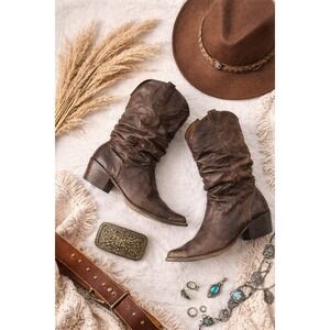 Durango RD3217 Womens Slouch Western Boots Brown Leather Pointed Toe Size 9M